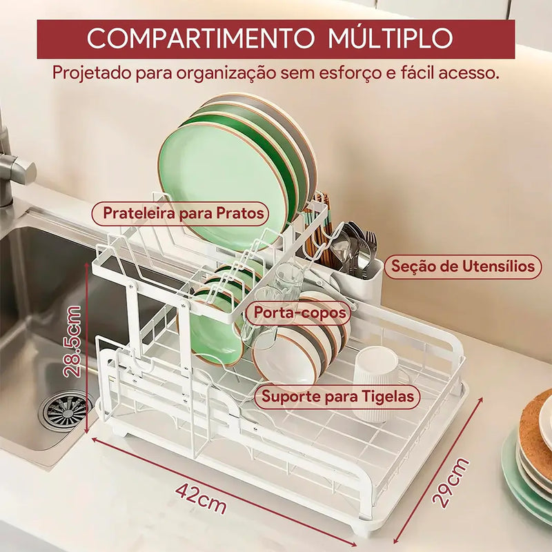 Escorredor 3 em 1 de Aço Inoxidável Multifuncional: Dobrável e Antiderrapante + BRINDE: Kit de Utensílios de Cozinha | LIQUIDAÇÃO ÚNICA